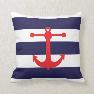 Nautical Navy & Red Throw Pillow