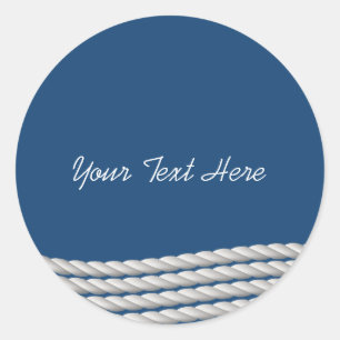 Nautical Navy Rope Classic Round Sticker