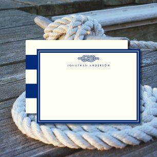 Nautical Navy Rope Correspondence  Note Card