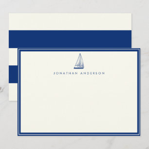 Nautical Navy Sailing Boat Custom Note Card