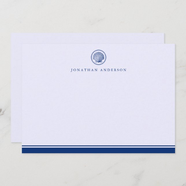 Nautical Navy Seashell Correspondence Note Card (Front/Back)