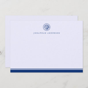 Nautical Navy Seashell Correspondence Note Card