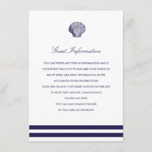 Nautical Navy Seashell Wedding Insert