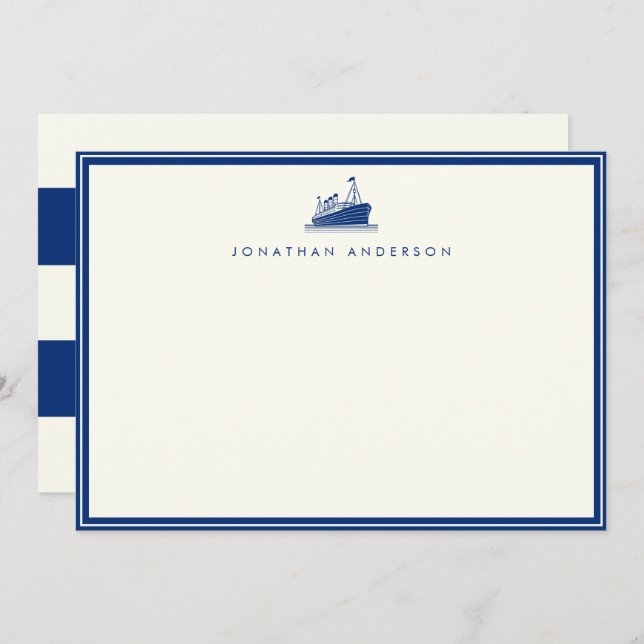 Nautical Navy Ship Custom Note Card (Front/Back)