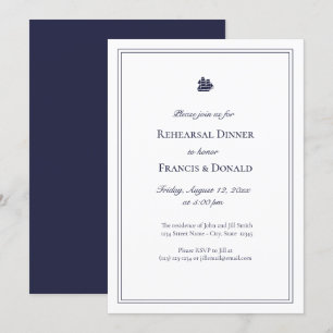 Nautical Navy Ship Rehearsal Dinner Invitations