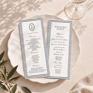 Nautical Navy Stripe Classic Wedding Program Card