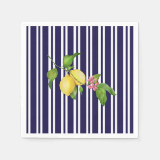 Nautical Navy Stripe Sicilian Lemon Paper Napkin
