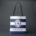 Nautical Navy Stripe Wedding Party Customised Tote Bag<br><div class="desc">A custom set of nautical wedding themed bags for your wedding party to carry around their belongings in style.</div>