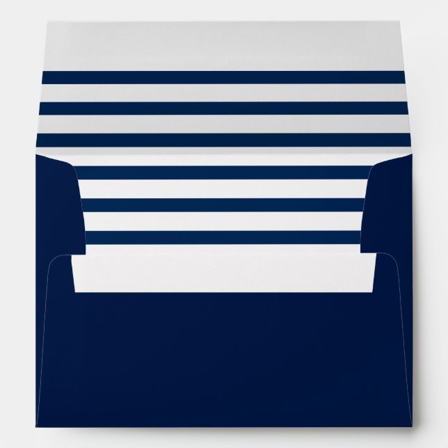 Nautical Navy Striped Address Future Mrs. & Mr. Envelope (Back (Bottom))
