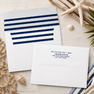Nautical Navy Striped Address Future Mrs. & Mr. Envelope