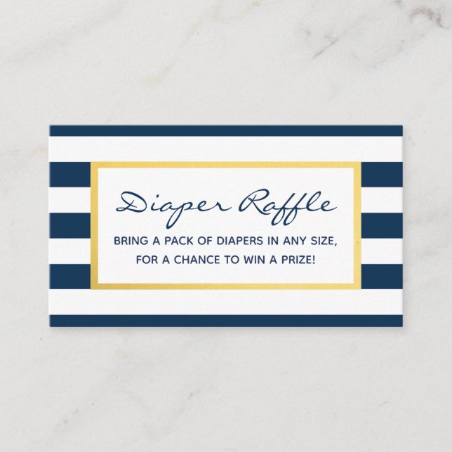 Nautical Navy Stripes Baby Shower Diaper Raffle Enclosure Card (Front)