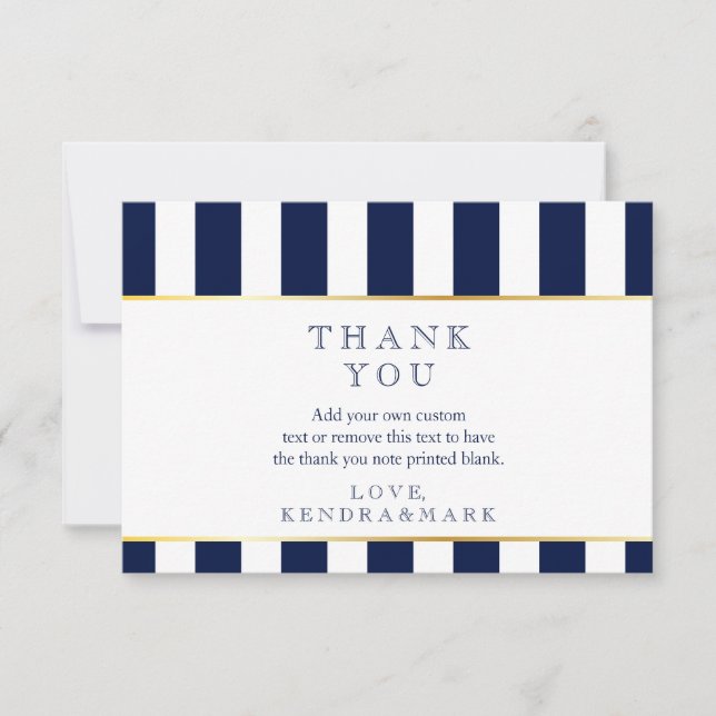 Nautical, Navy Stripes Thank You Cards (Front)