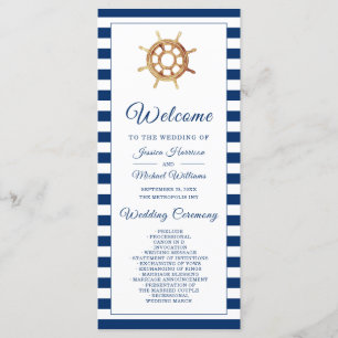 Nautical Navy Stripes Watercolor Steering Wheel Programme