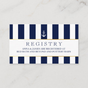 Nautical, Navy Stripes Wedding Registry Card