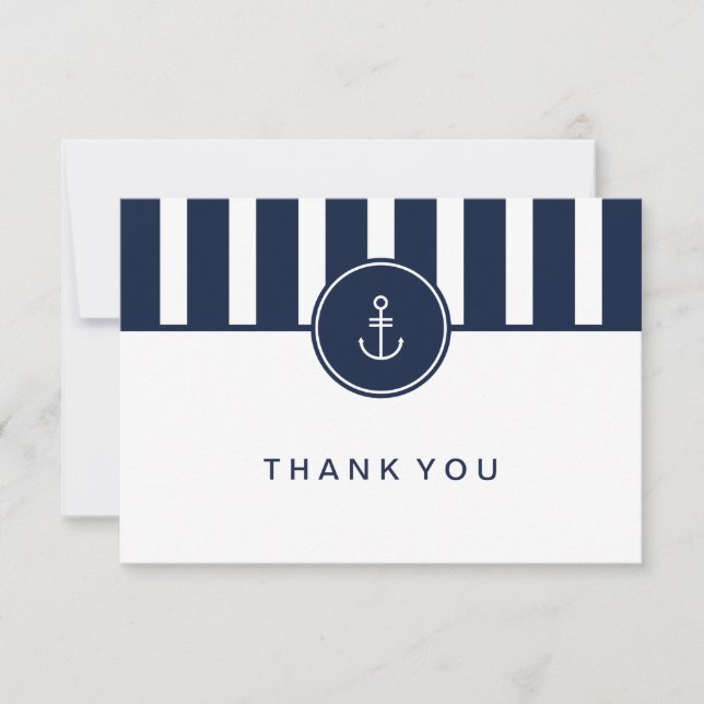 Nautical Navy Thank You Card (Front)