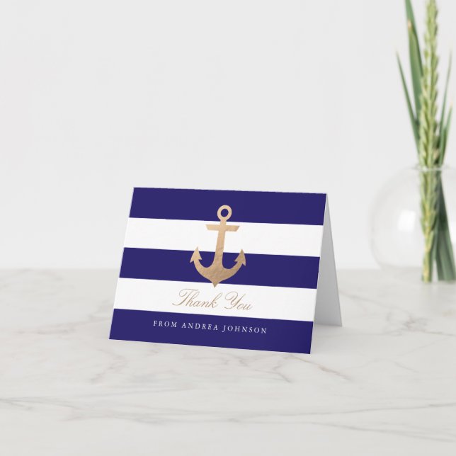 Nautical Navy Thank You Card (Front)