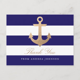 Nautical Navy Thank You Postcard