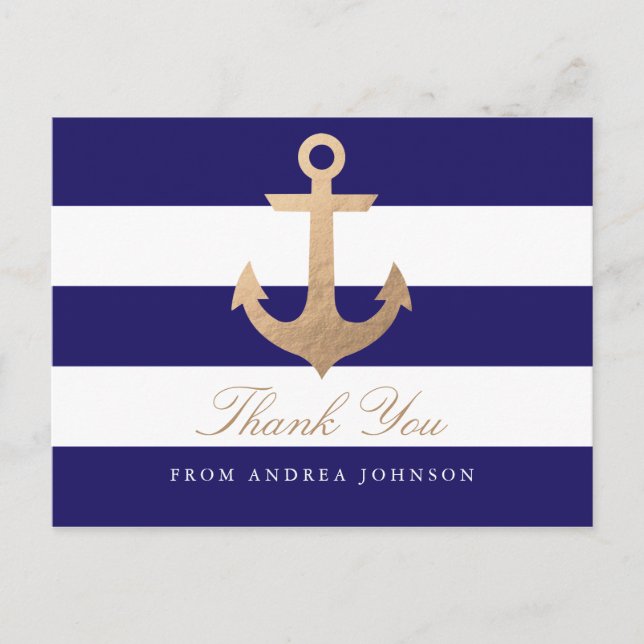 Nautical Navy Thank You Postcard (Front)
