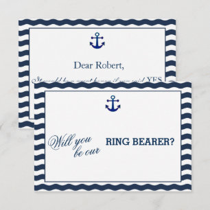 Nautical Navy Waves WILL YOU BE MY RING BEARER Invitation