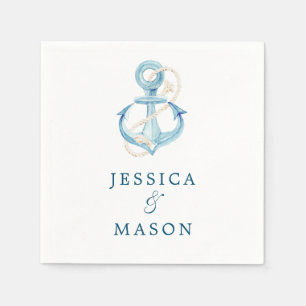 Nautical Navy Wedding Cocktail Napkin