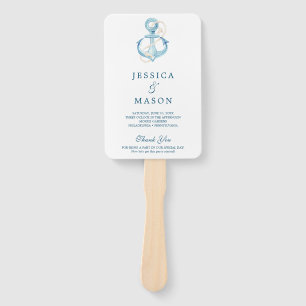 Nautical Navy Wedding Fan Program