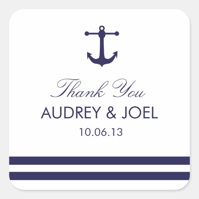 Nautical Navy Wedding Favour Stickers (Front)