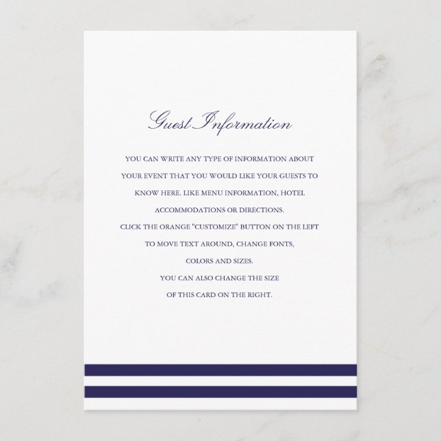 Nautical Navy Wedding Insert (Front)
