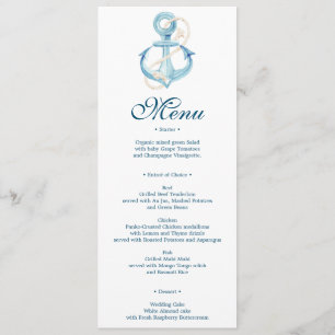 Nautical Navy Wedding Menu or Bridal Shower Invitation