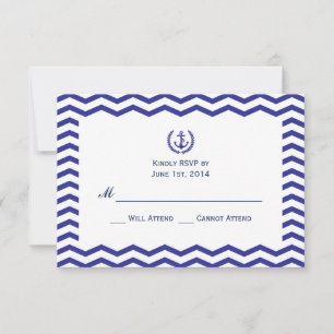 Nautical Navy Wedding RSVP Card