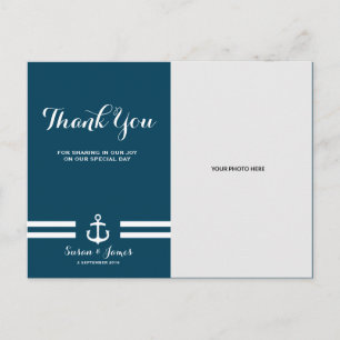 Nautical Navy Wedding Thank You Card / Postcard