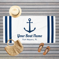 Nautical Navy White Anchor Boat Name