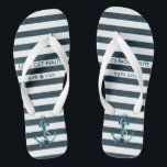 Nautical Navy & White Bachelorette Personalised Flip Flops<br><div class="desc">The perfect bachelorette footwear for your "Nauti" party! Our nautical anchor bridal party flip flops are the perfect way for your crew to stay comfortable and get all the attention everywhere you and your gals go! Add your custom wording to this design by using the "Edit this design template" boxes...</div>