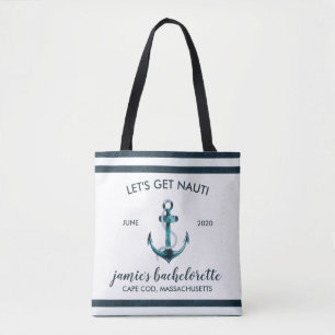 Nautical Navy & White Bachelorette Personalised Tote Bag