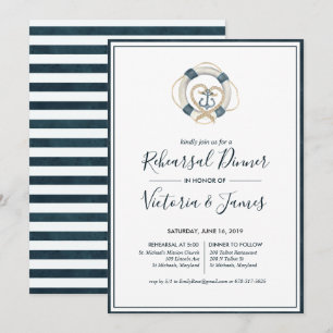 Nautical Navy & White Rehearsal Dinner Invitation
