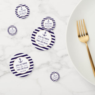 Nautical Navy & White Stripe Anchor Wedding Favour Confetti