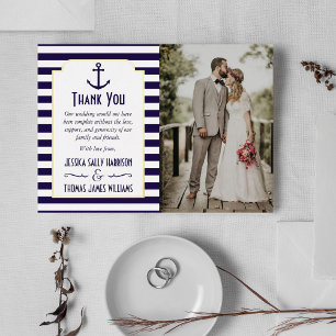 Nautical Navy & White Stripe Anchor Wedding Photo