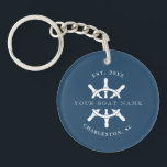 Nautical Navy Your Boat name Key Ring<br><div class="desc">Never lose your boat keys with our personalize keychain.  Personalize with your boat name,  year established and city where you keep your boat.</div>