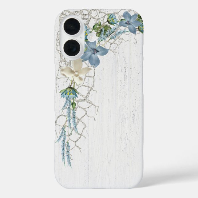 Nautical Net and Flowers On Whitewashed Wood Case-Mate iPhone Case (Back)
