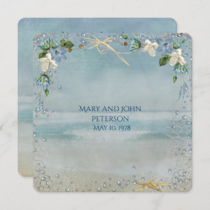 Nautical netting with starfish Vow Renewal Invitation
