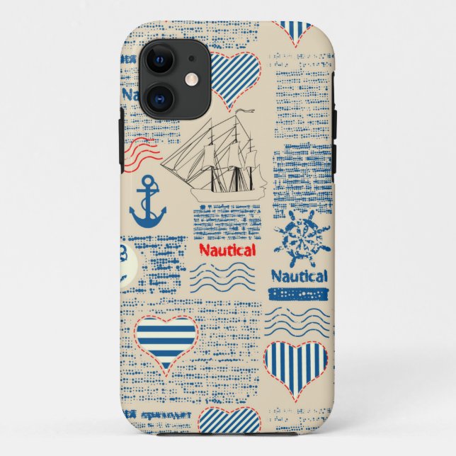 Nautical Newspaper Pattern Case-Mate iPhone Case (Back)