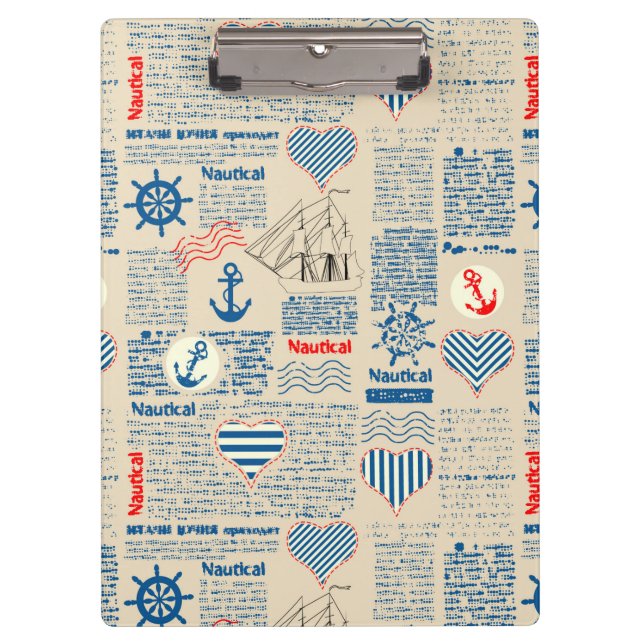 Nautical Newspaper Pattern Clipboard (Front)