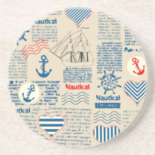 Nautical Newspaper Pattern Coaster