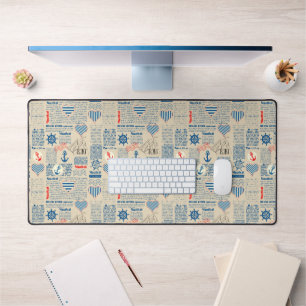 Nautical Newspaper Pattern Desk Mat