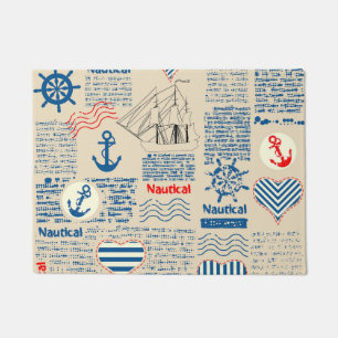 Nautical Newspaper Pattern Doormat