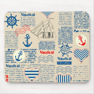 Nautical Newspaper Pattern Mouse Mat