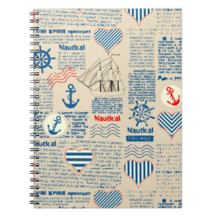 Nautical Newspaper Pattern Notebook
