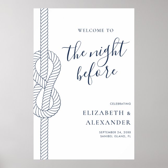 Nautical Night Before Rehearsal Dinner Welcome Poster (Front)