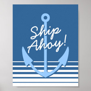 Nautical nursery decor   Baby blue anchor poster