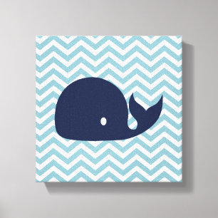 Nautical nursery whale canvas