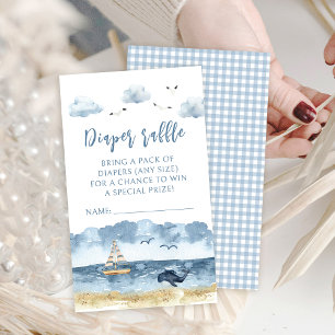 Nautical Ocean Baby boy shower Diaper raffle cards